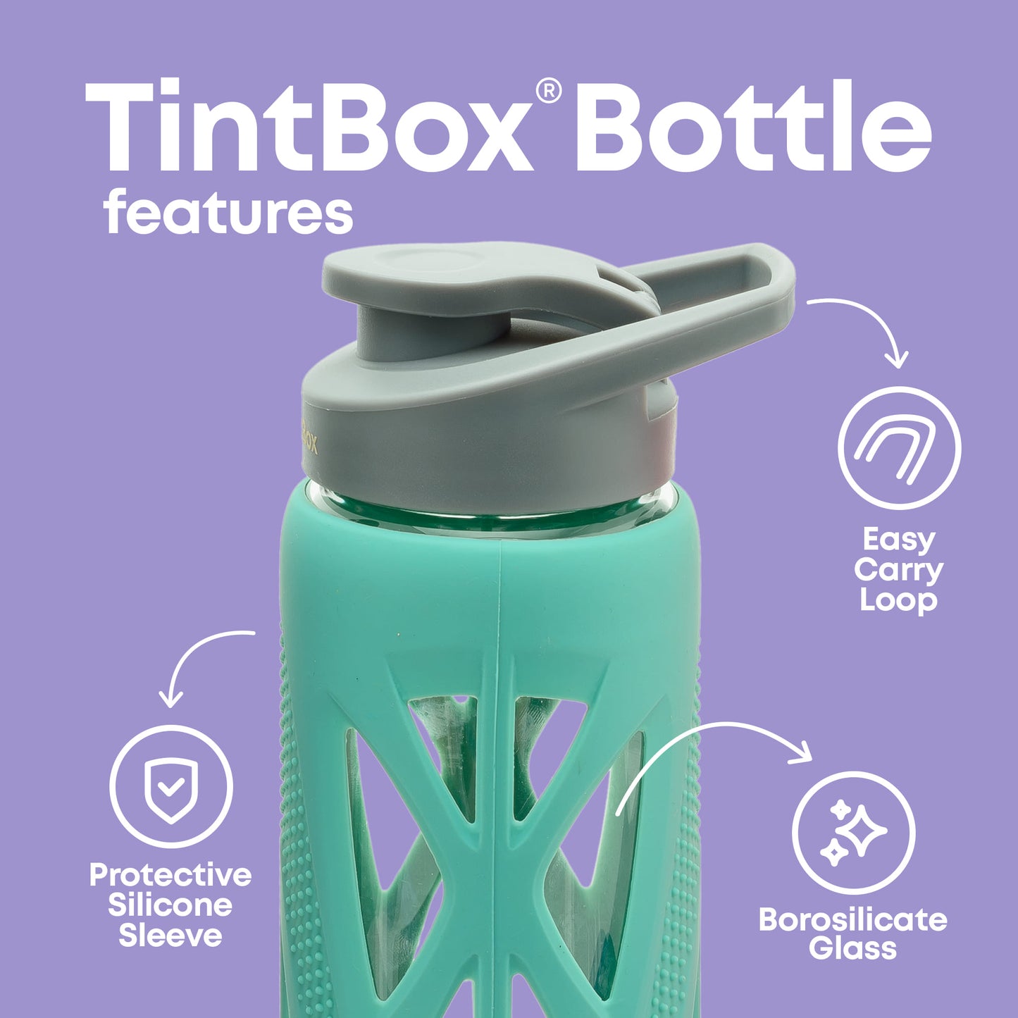 Borosilicate Glass Bottle with Protective Silicone Sleeve, 750 ml