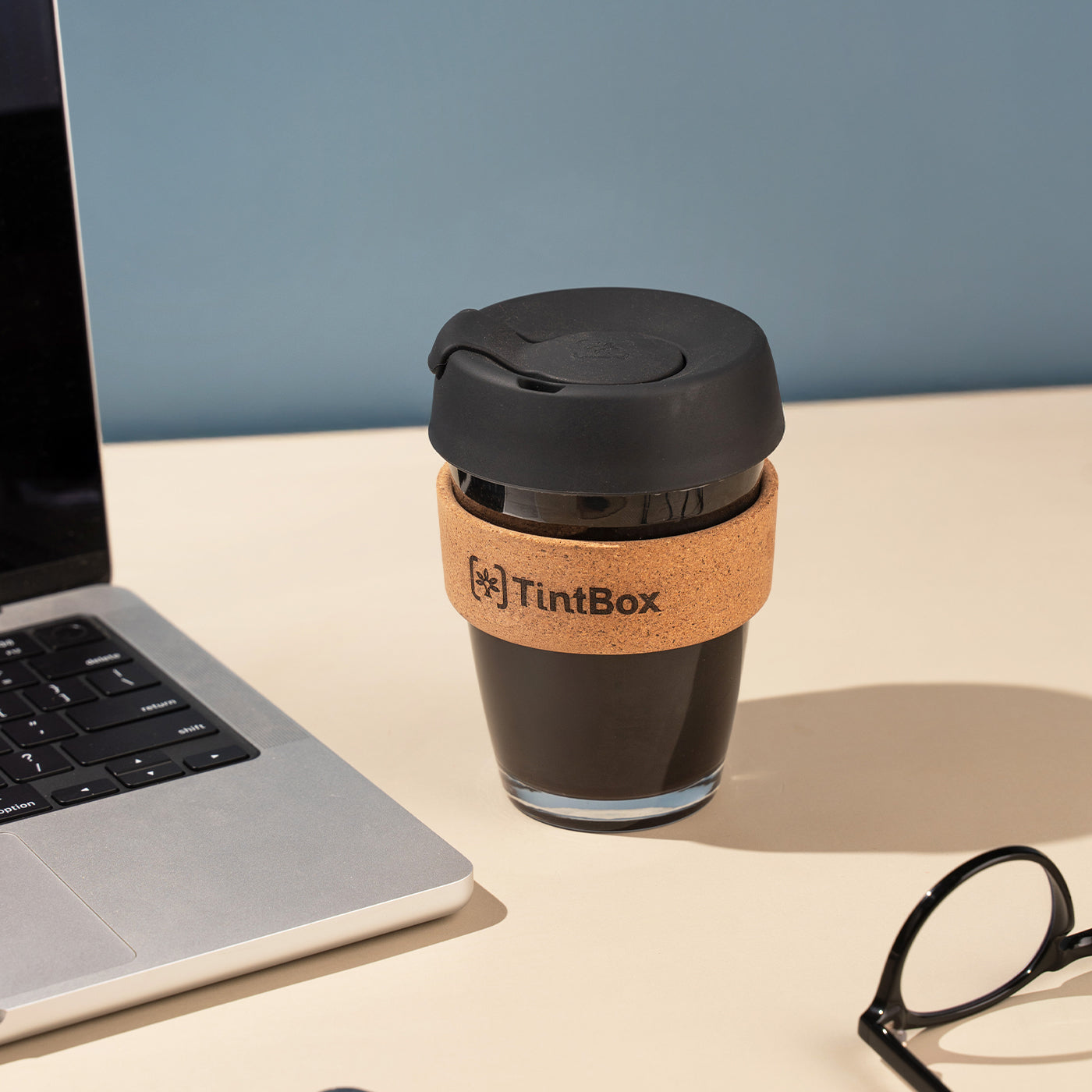 TintCup Borosilicate Glass Coffee Cup with Silicone Lid & Grip, 350 ml