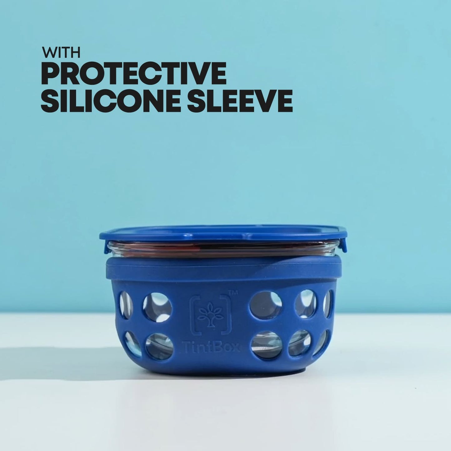 Borosilicate Glass Lunch Box with Silicone Sleeve, 300 ml