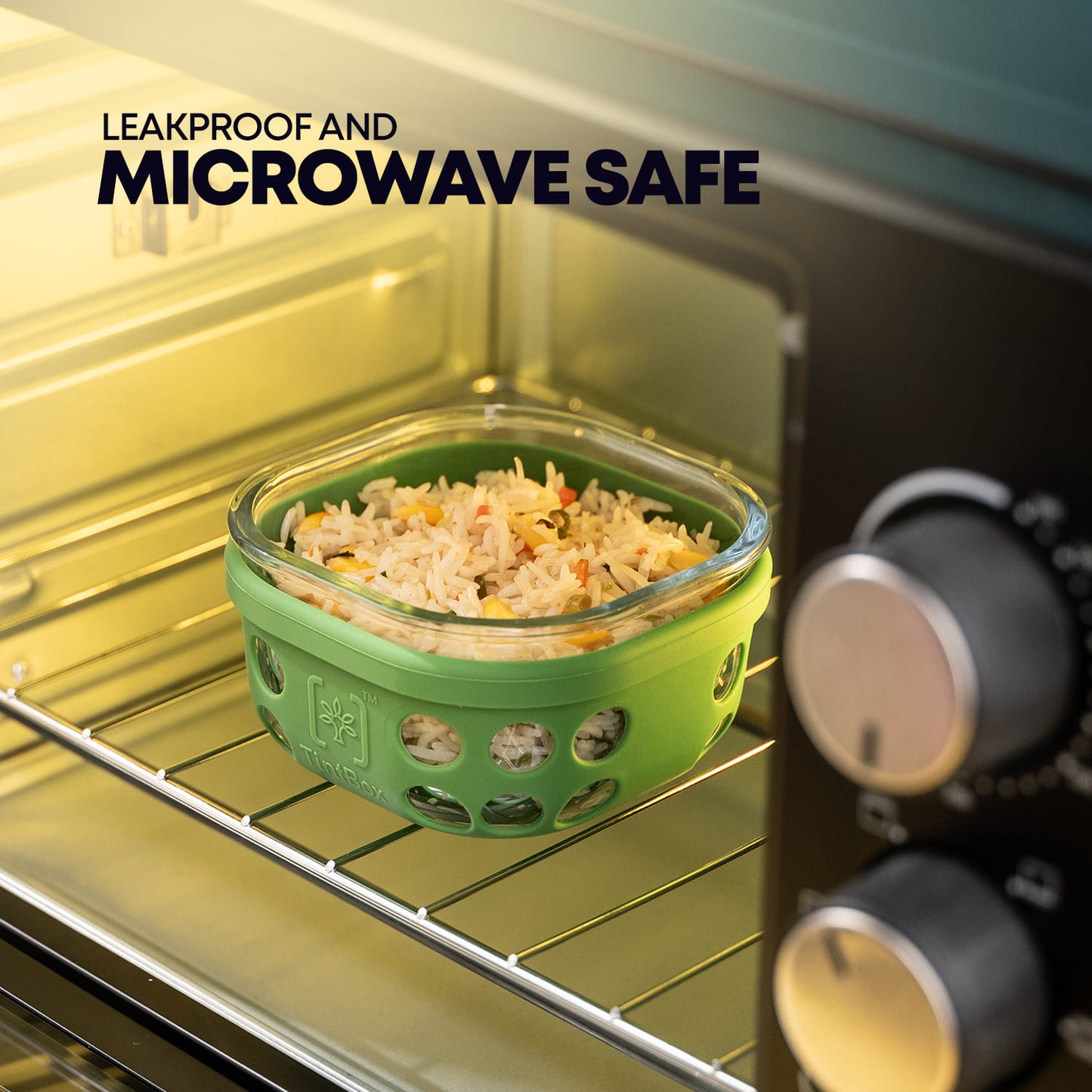 Borosilicate Glass Lunch Box with Silicone Sleeve, 300 ml