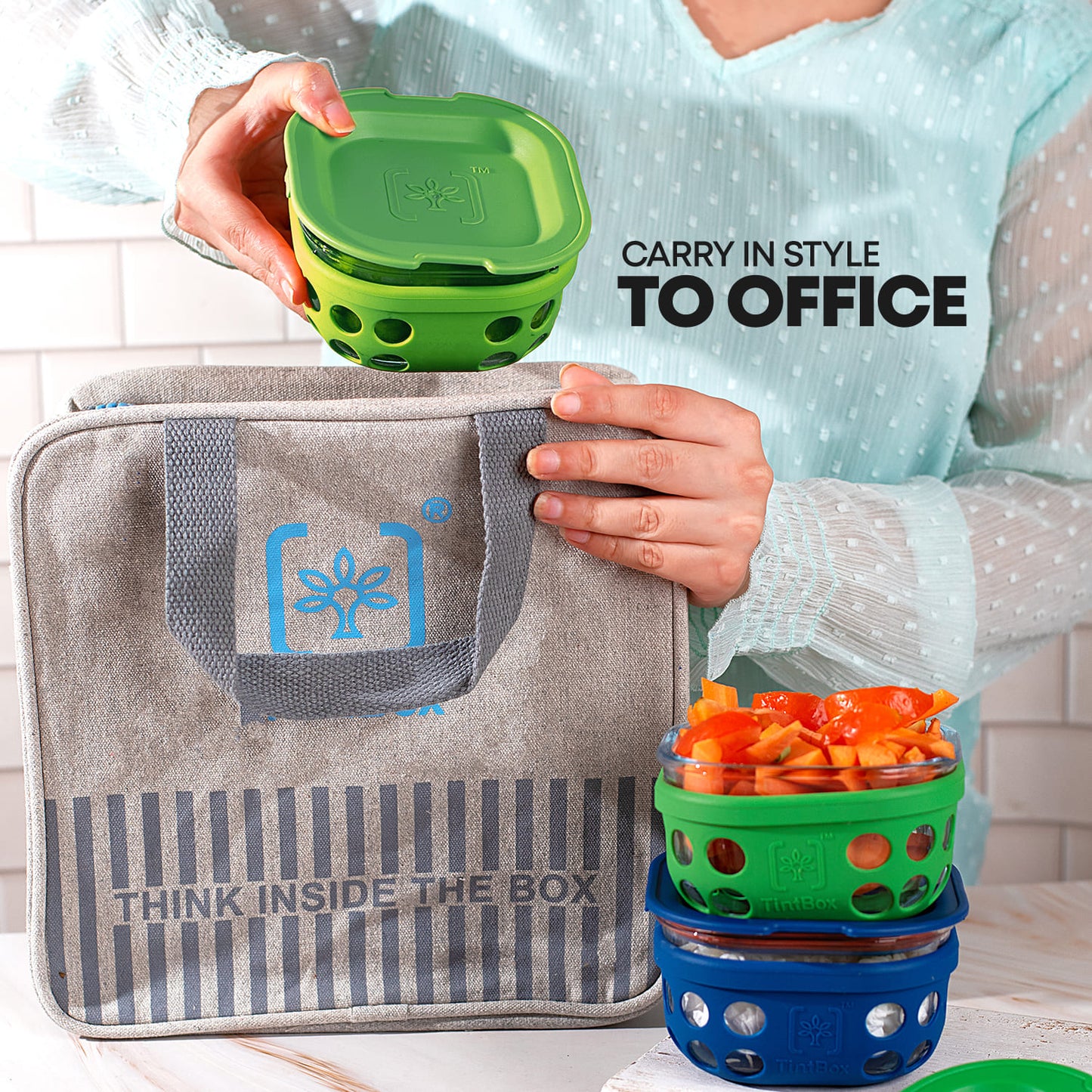 Borosilicate Glass Lunch Box with Silicone Sleeve, 300 ml