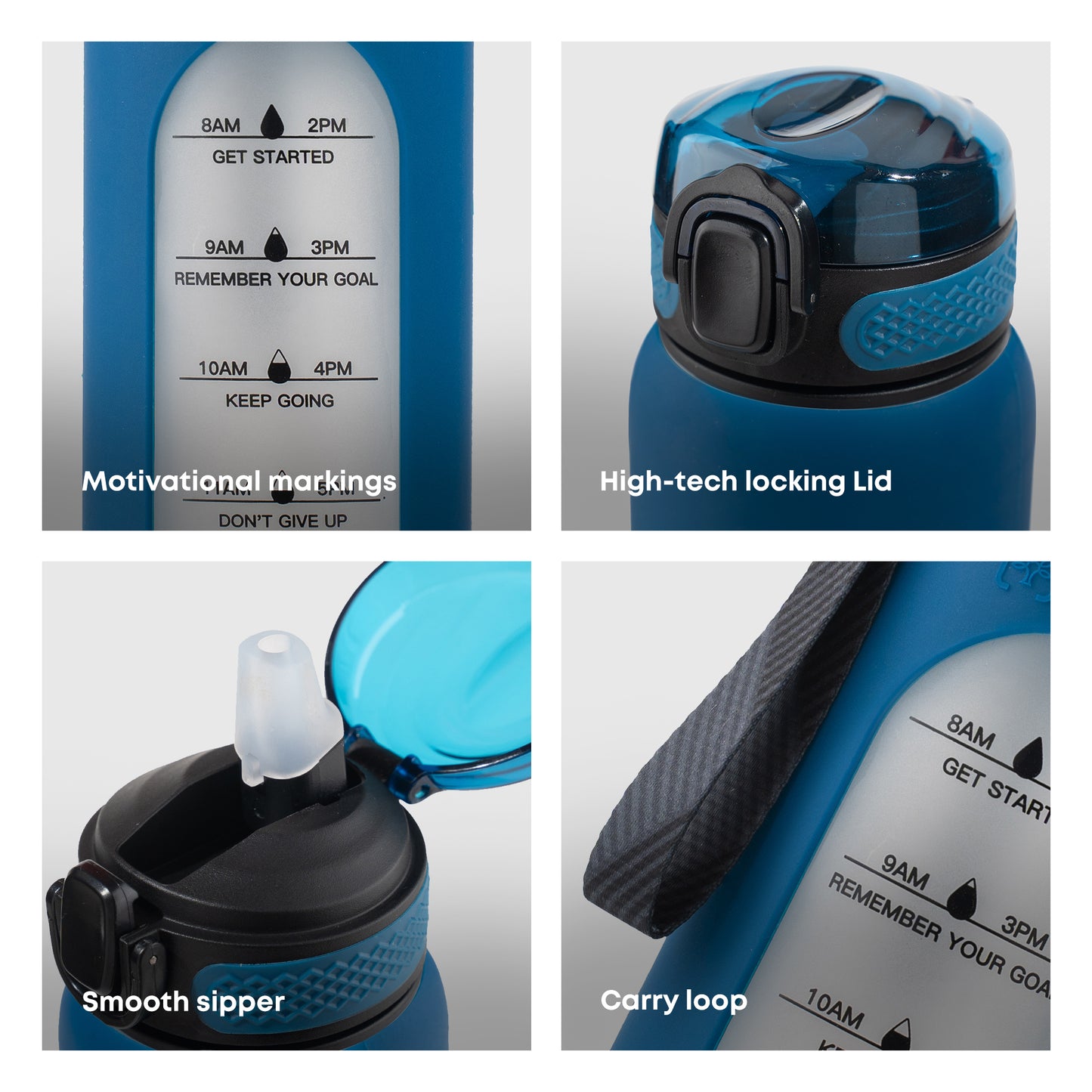 Motivational Glass Sipper Bottle, 1 litre