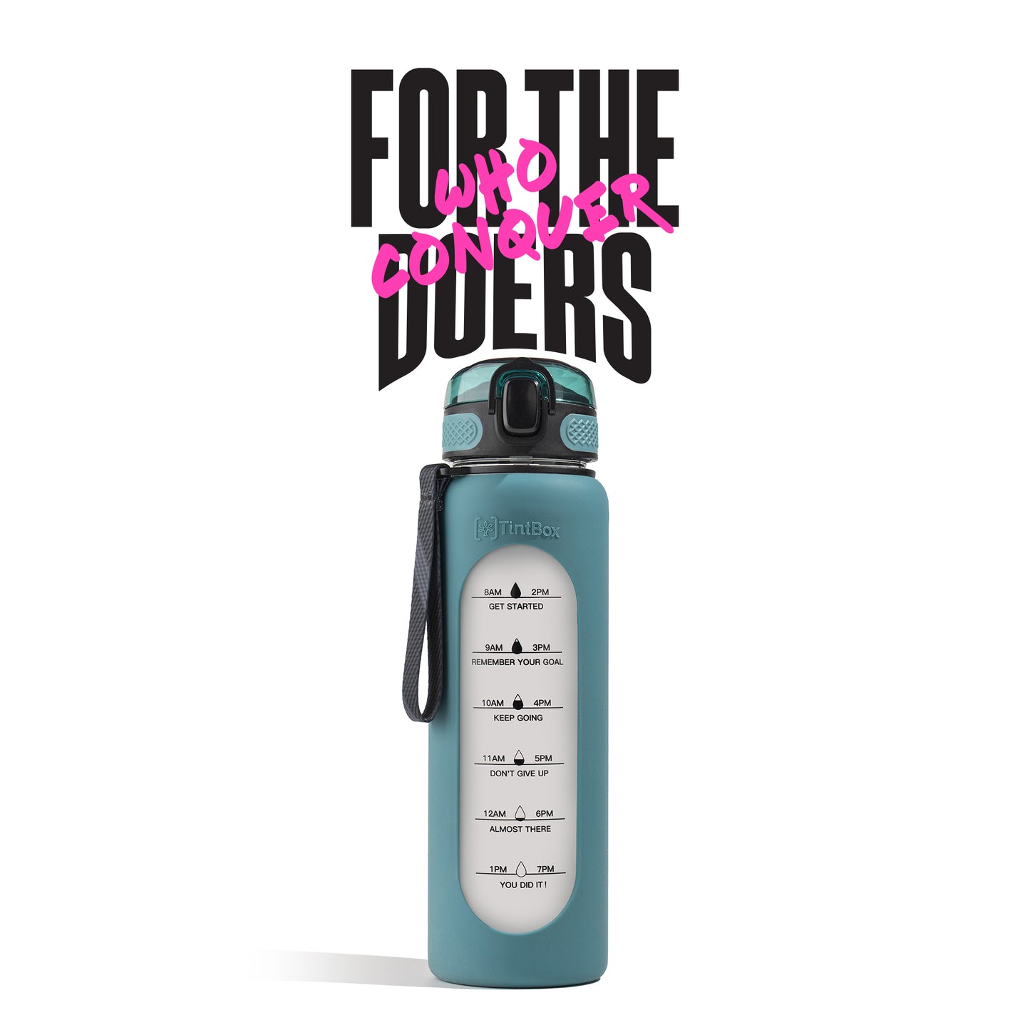 Motivational Glass Sipper Bottle, 1 litre