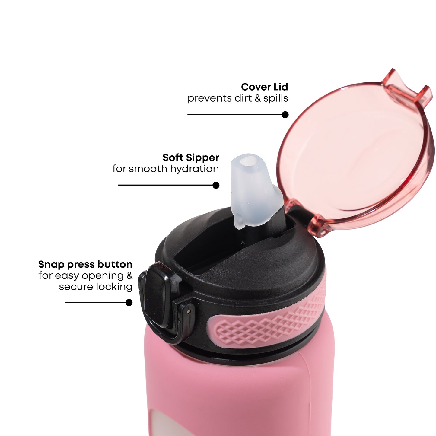 Motivational Glass Sipper Bottle, 1 litre