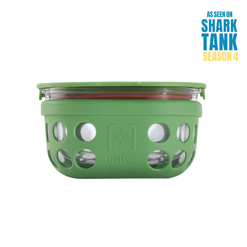Borosilicate Glass Lunch Box with Silicone Sleeve, 300 ml
