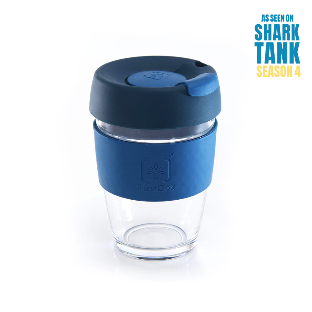 Customized TintCup Borosilicate Glass Coffee Cup with Silicone Lid & Grip, 350 ml