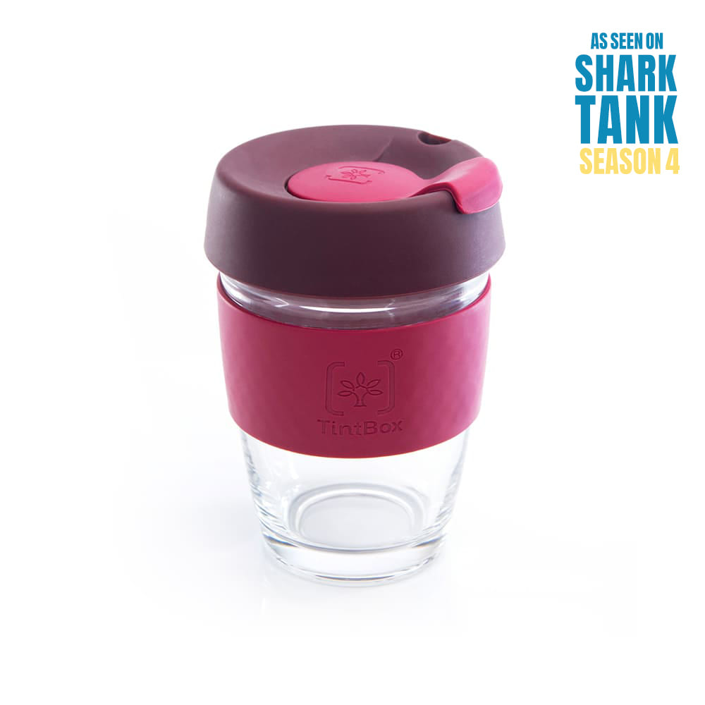 Customized TintCup Borosilicate Glass Coffee Cup with Silicone Lid & Grip, 350 ml