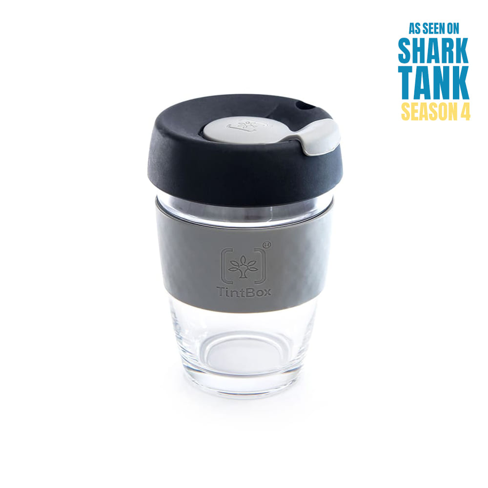 Customized TintCup Borosilicate Glass Coffee Cup with Silicone Lid & Grip, 350 ml
