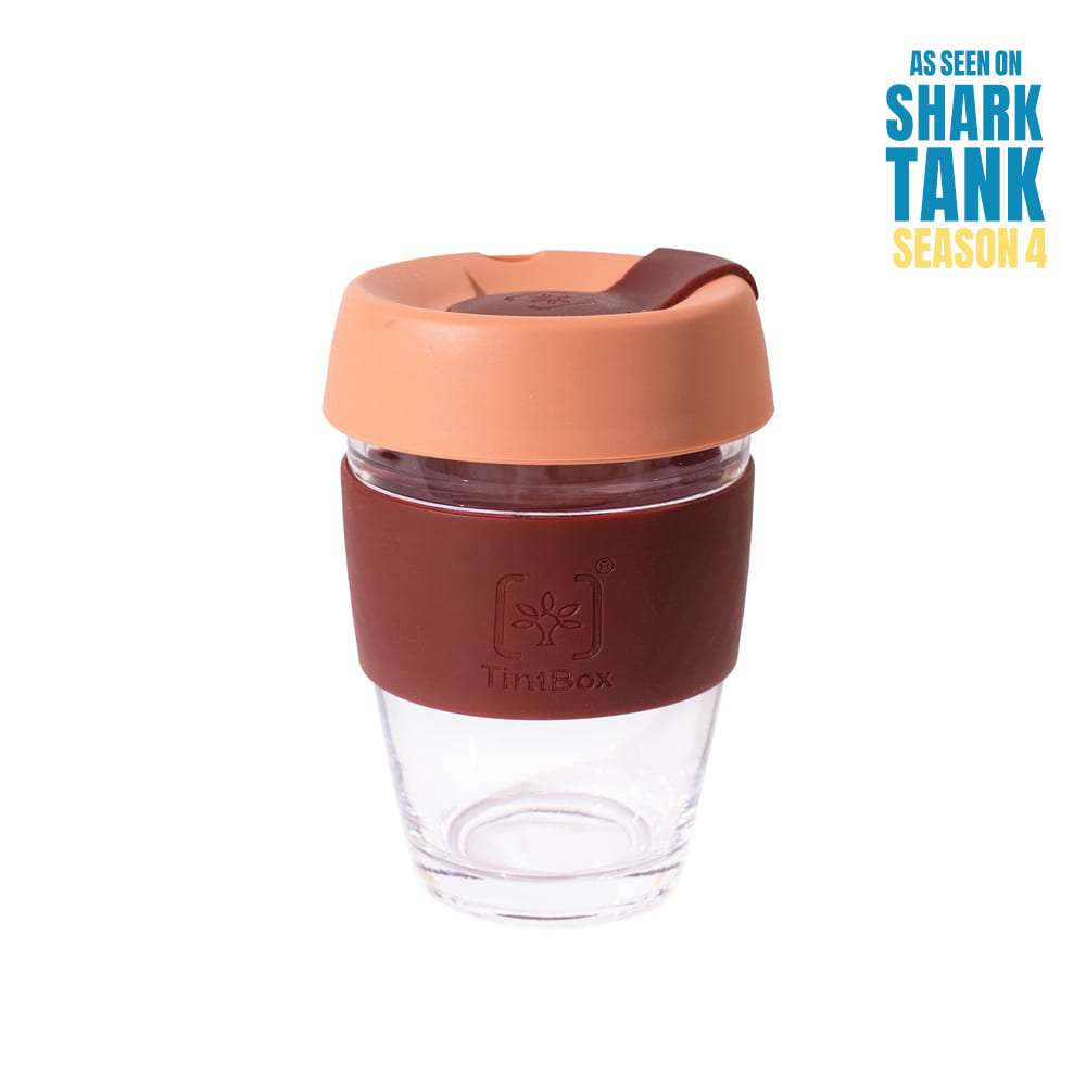 Customized TintCup Borosilicate Glass Coffee Cup with Silicone Lid & Grip, 350 ml