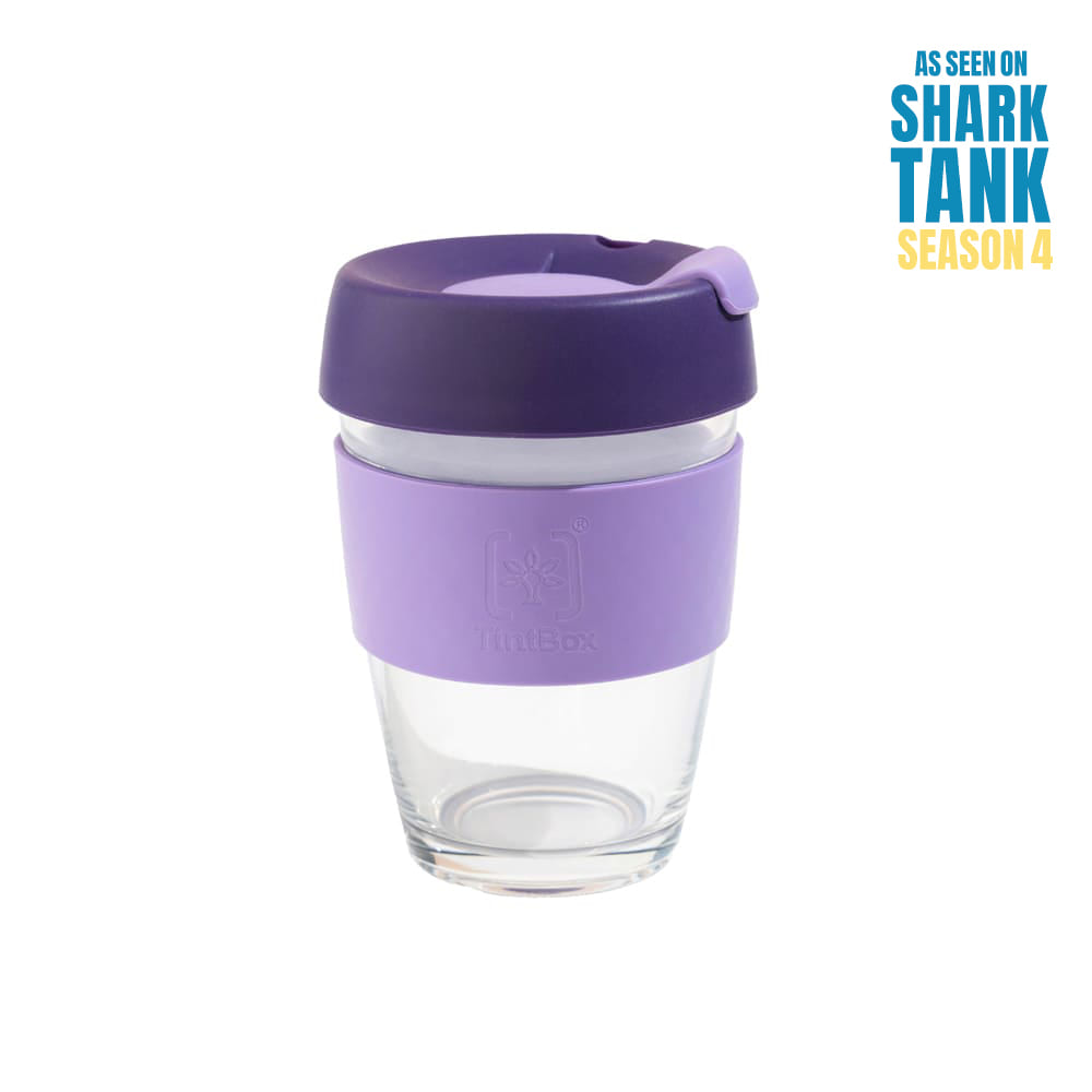 TintCup Borosilicate Glass Coffee Cup with Silicone Lid & Grip, 350 ml