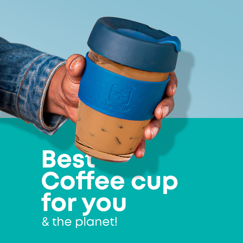 Customized TintCup Borosilicate Glass Coffee Cup with Silicone Lid & Grip, 350 ml