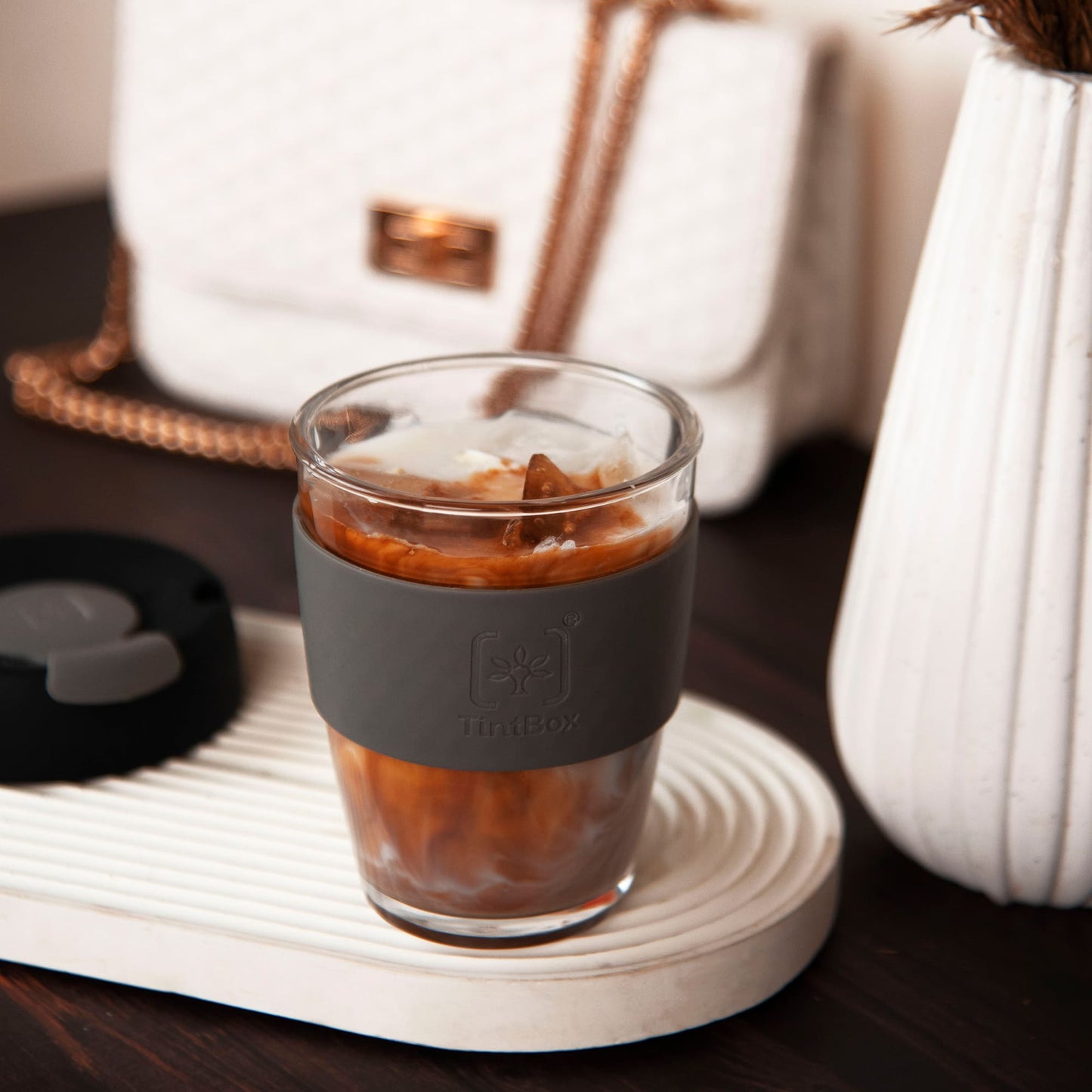 Customized TintCup Borosilicate Glass Coffee Cup with Silicone Lid & Grip, 350 ml