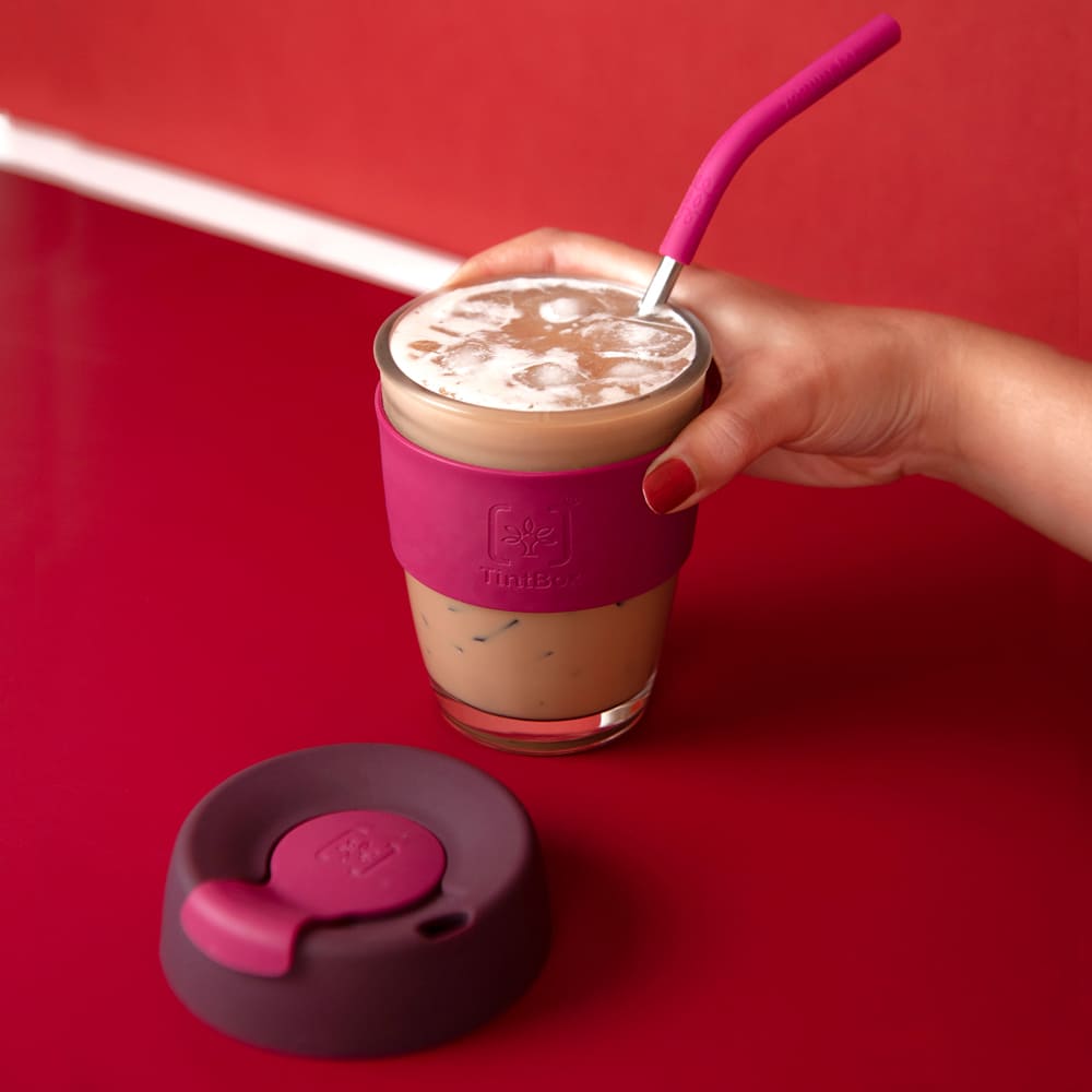 Customized TintCup Borosilicate Glass Coffee Cup with Silicone Lid & Grip, 350 ml