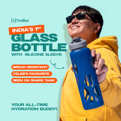 Borosilicate Glass Bottle with Protective Silicone Sleeve, 750 ml