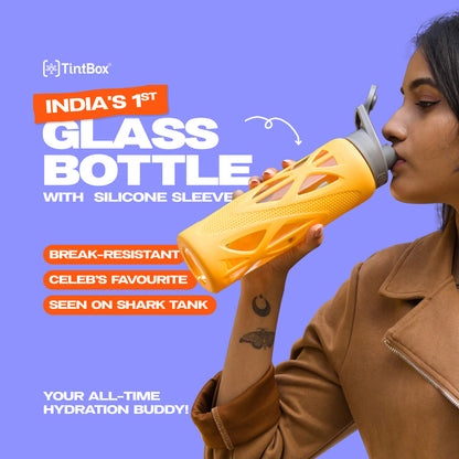 Borosilicate Glass Bottle with Protective Silicone Sleeve, 750 ml