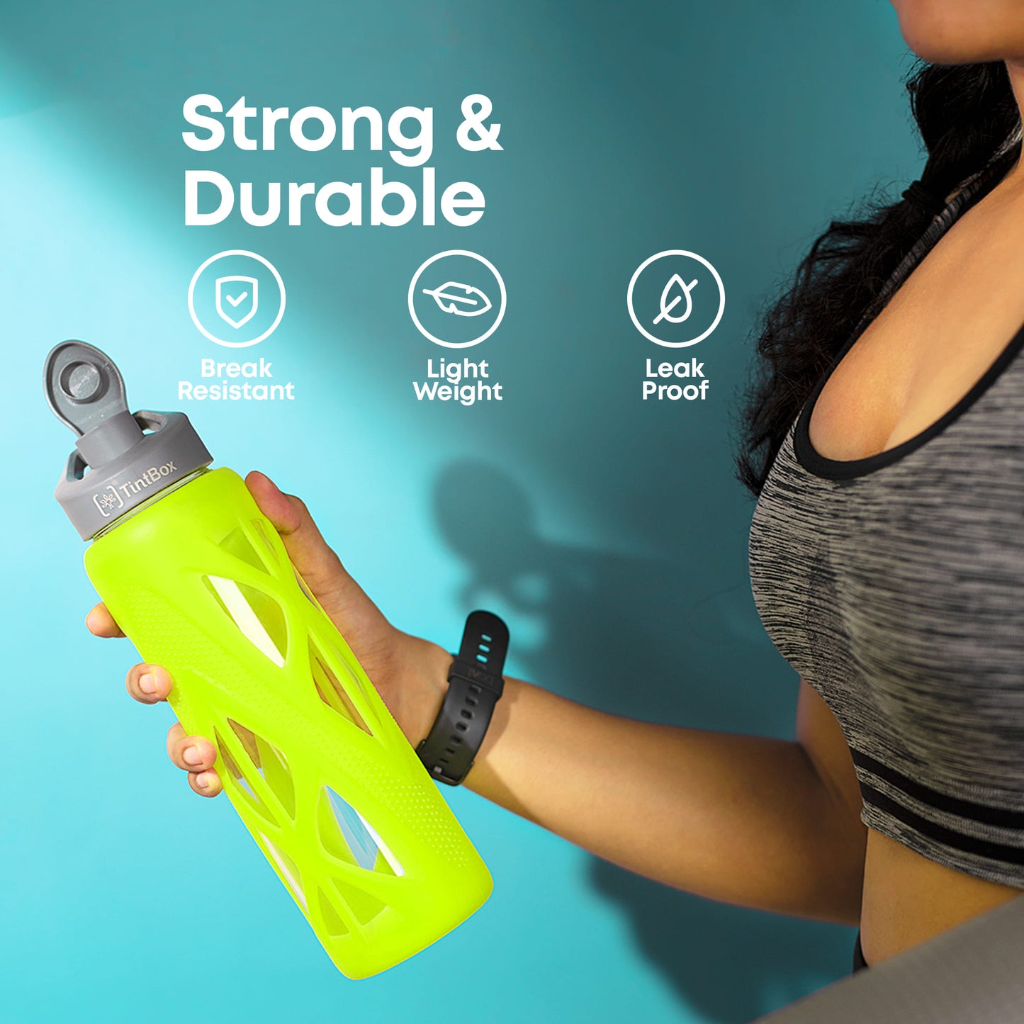 Borosilicate Glass Bottle with Protective Silicone Sleeve, 750 ml