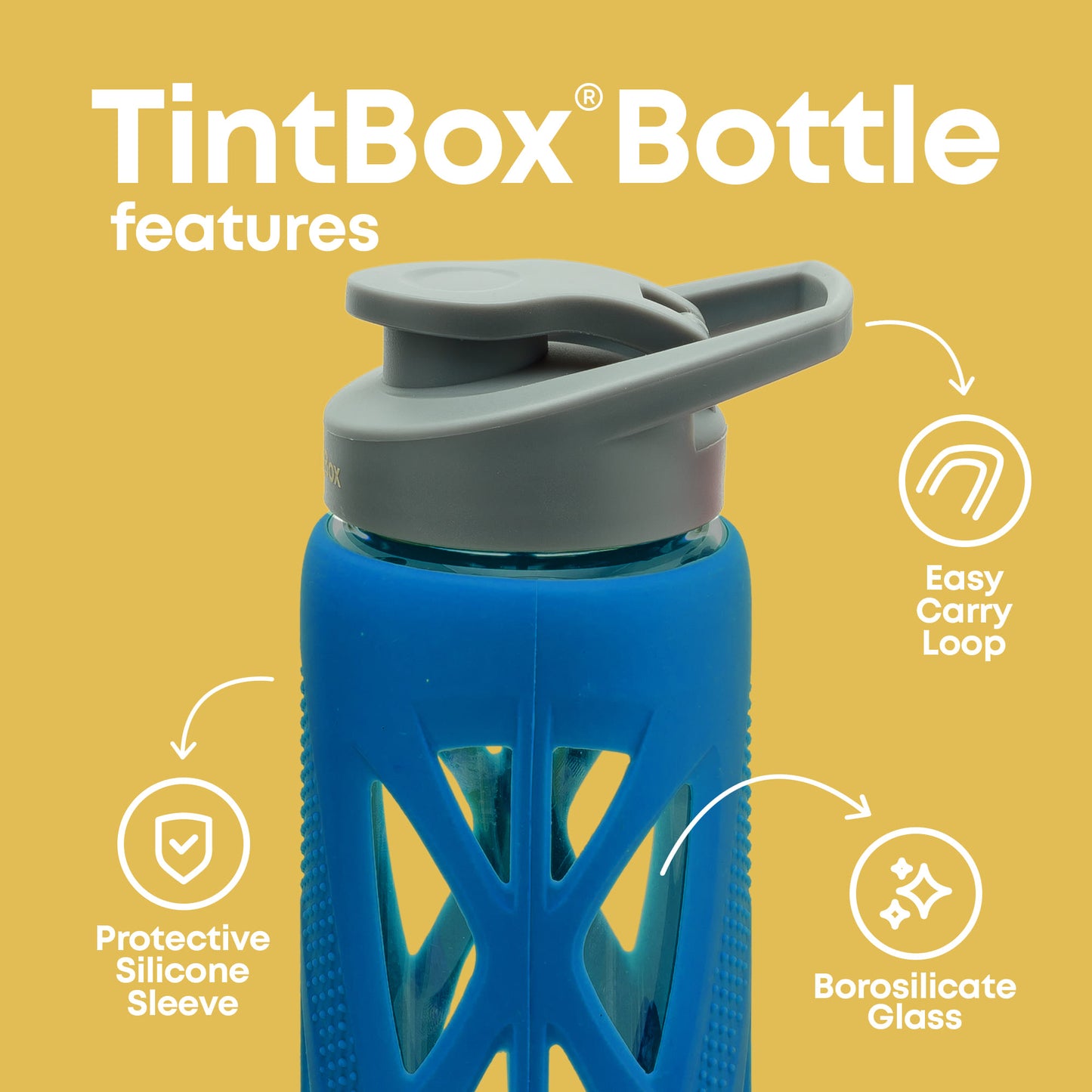 Borosilicate Glass Bottle with Protective Silicone Sleeve, 750 ml