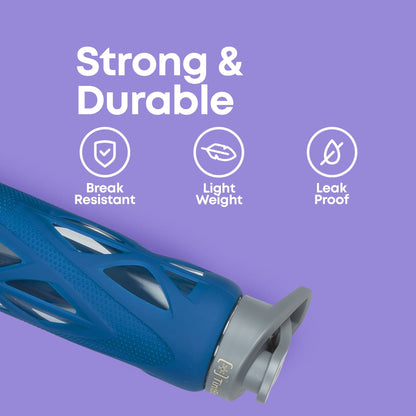 Borosilicate Glass Water Bottle with Protective Silicone Sleeve, 750 ml