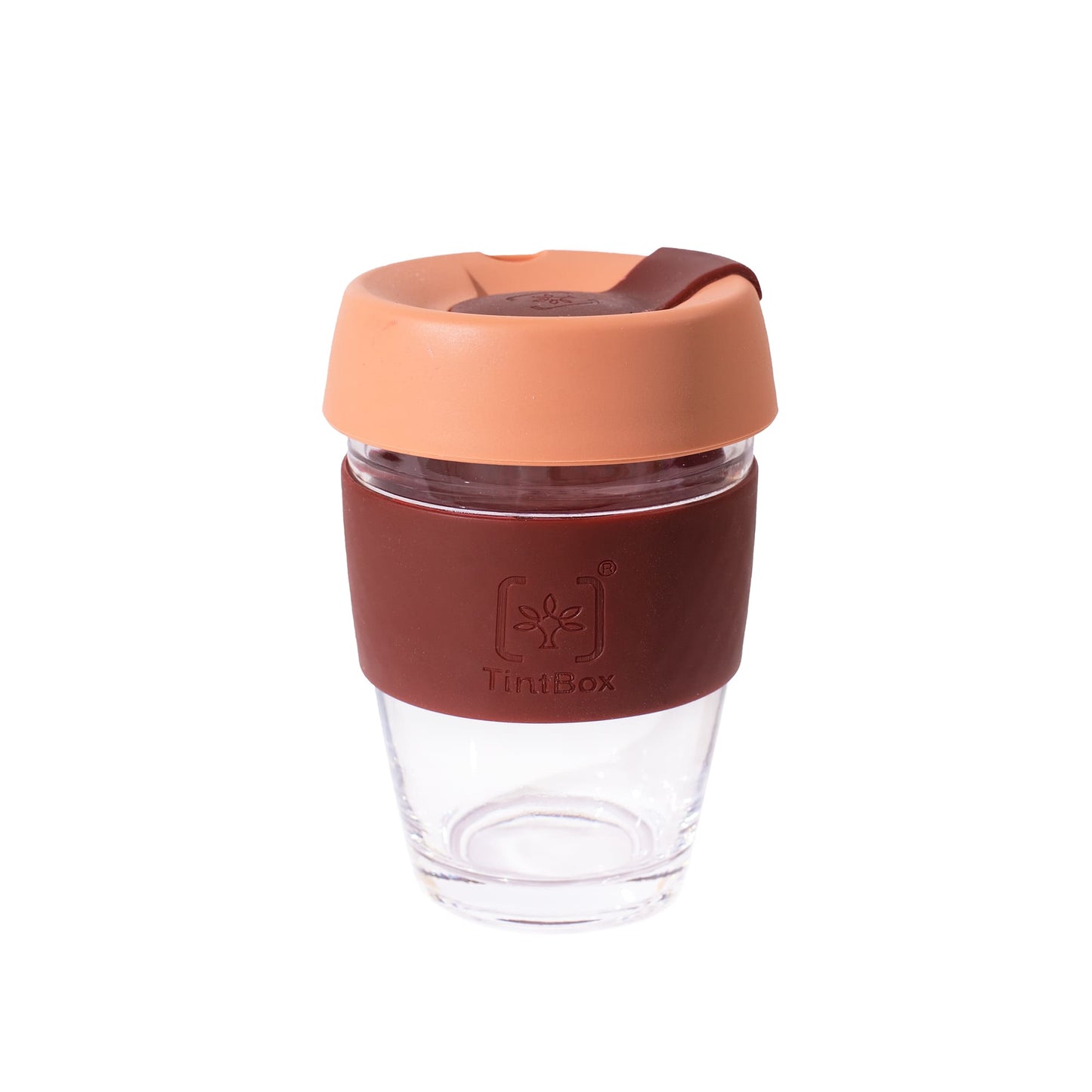 TintCup Borosilicate Glass Coffee Cup with Silicone Lid & Grip, 350 ml