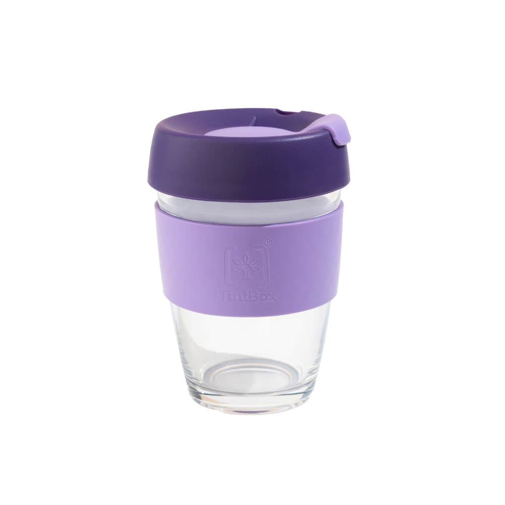 TintCup Borosilicate Glass Coffee Cup with Silicone Lid & Grip, 350 ml