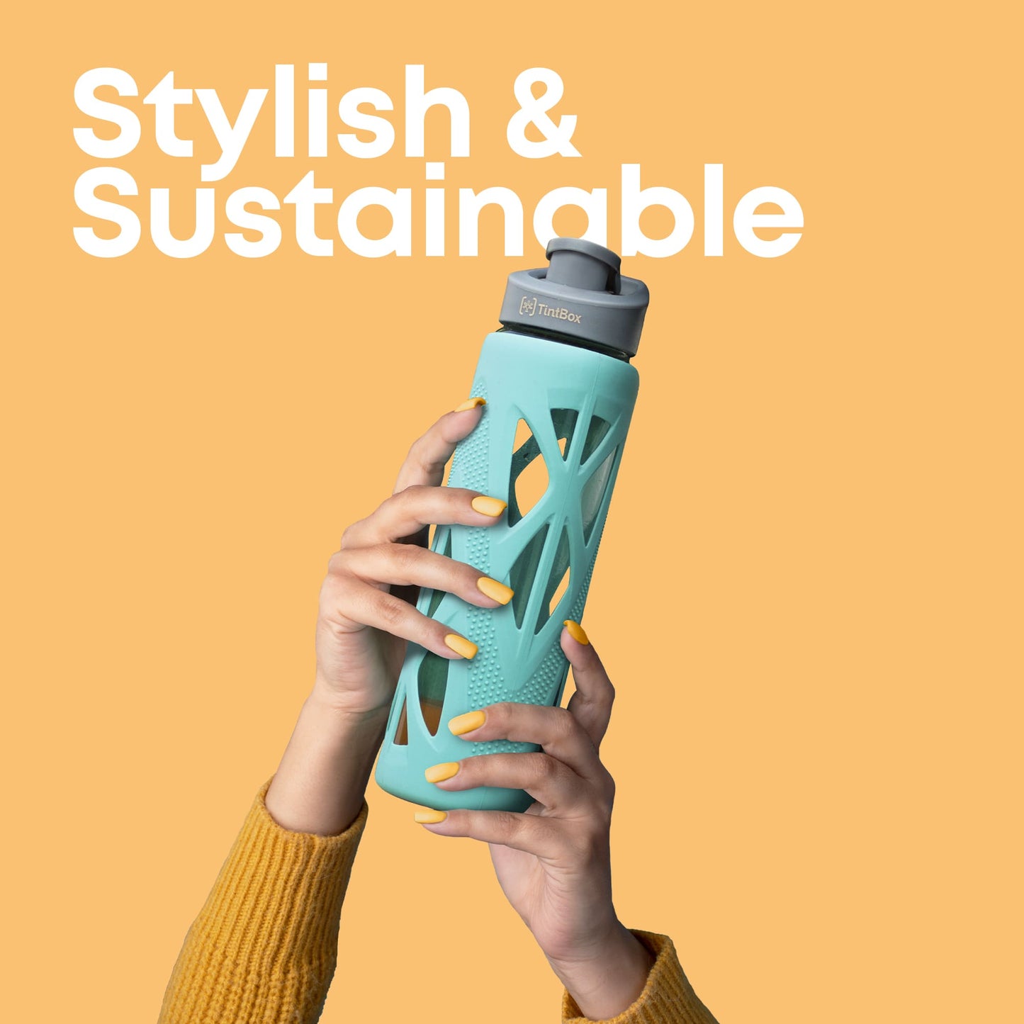 Borosilicate Glass Bottle with Protective Silicone Sleeve, 750 ml