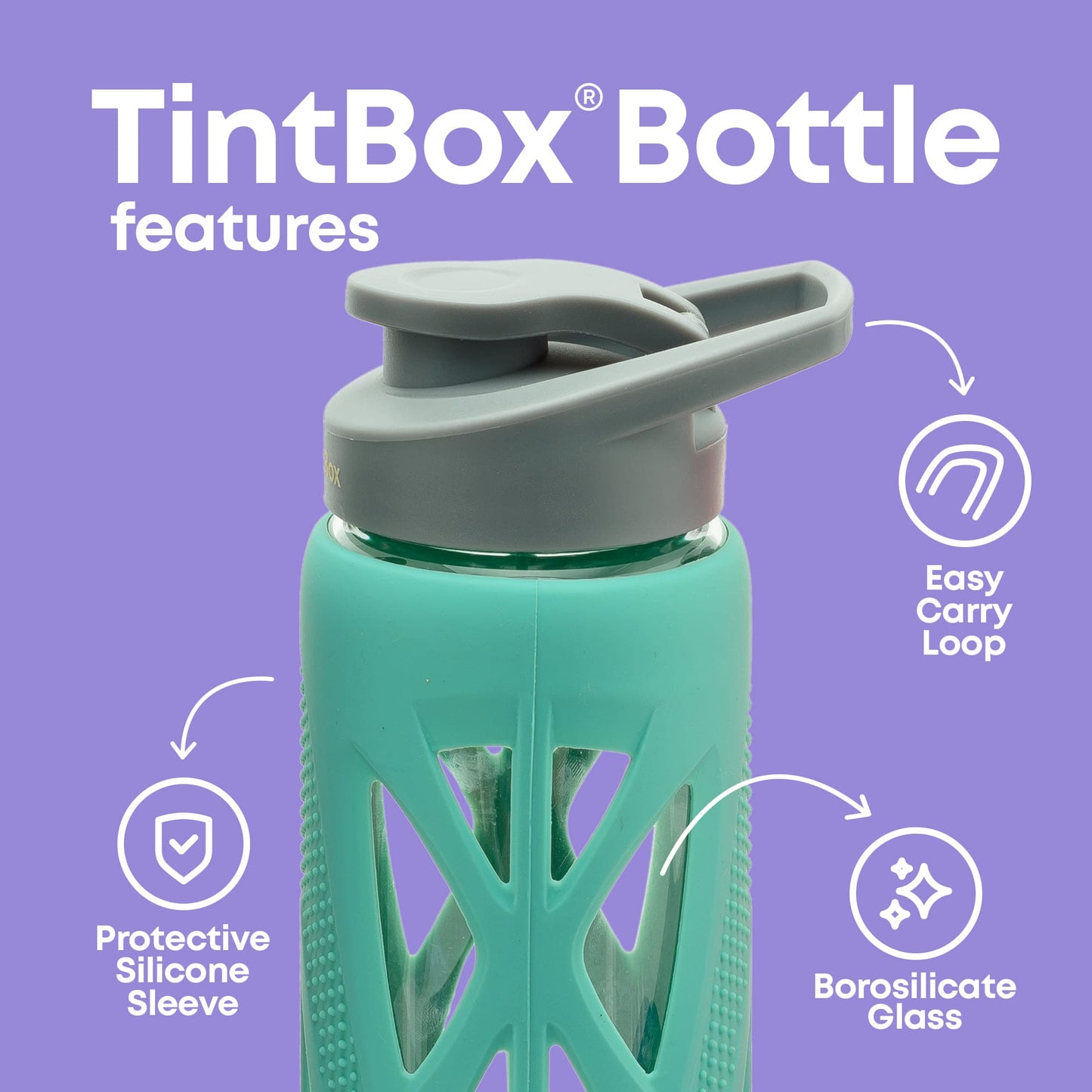 Borosilicate Glass Water Bottle with Protective Silicone Sleeve, 750 ml