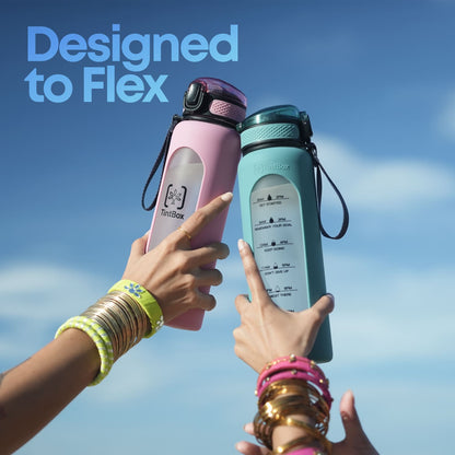 Stylish Glass Water Bottle, Glass Sipper 1 litre