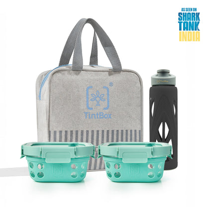 Set of 2 Green GlassUp ( 500ml ) Lunch Box with Bag & Bottle