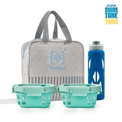 Set of 2 Green GlassUp ( 500ml ) Lunch Box with Bag & Bottle