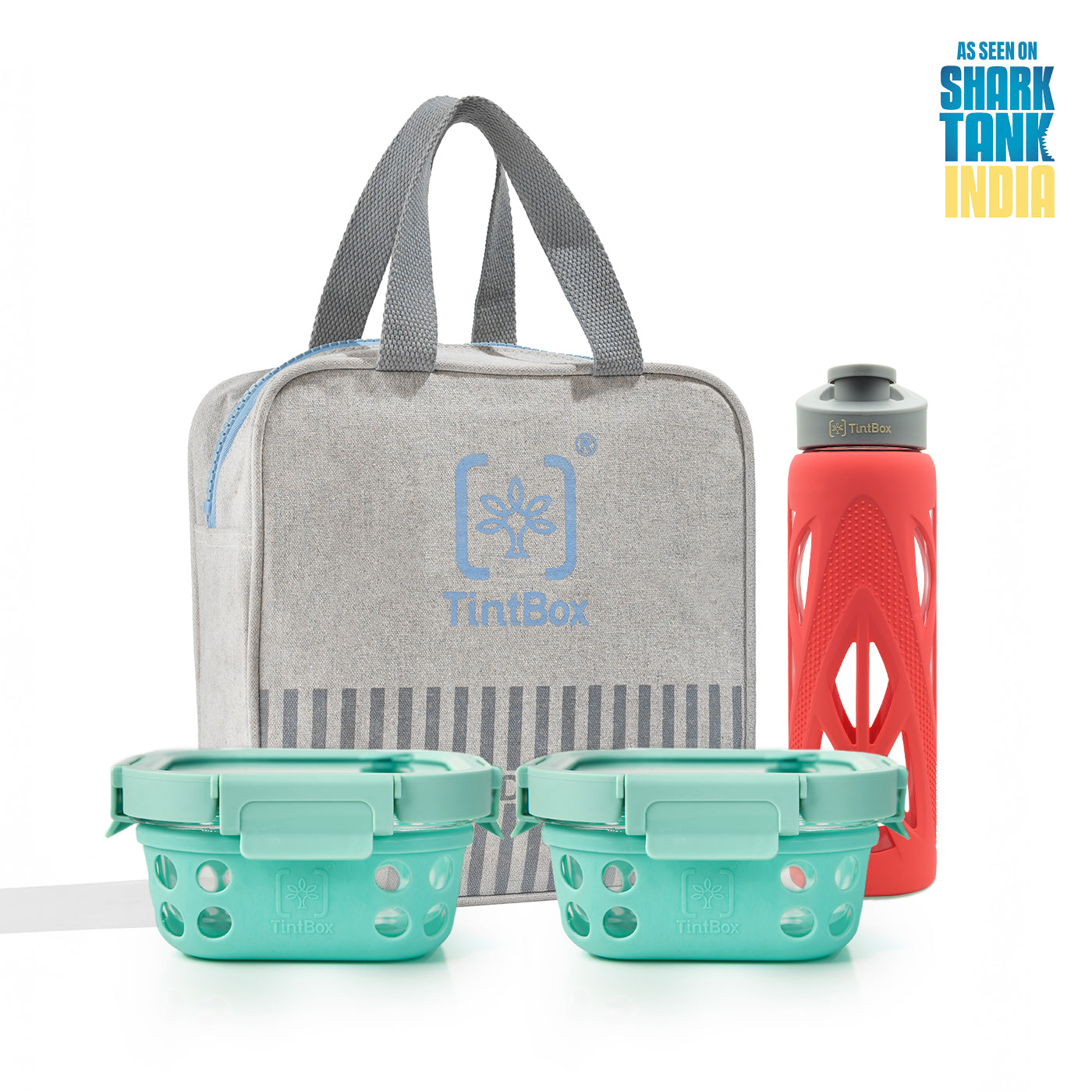 Set of 2 Green GlassUp ( 500ml ) Lunch Box with Bag & Bottle