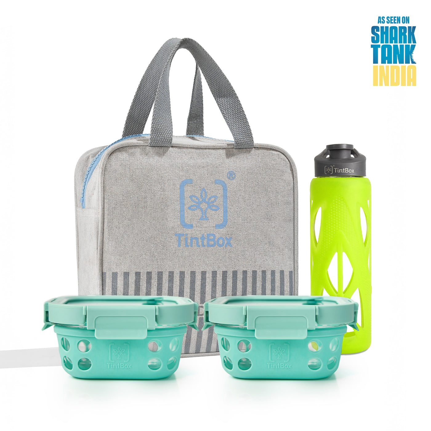 Set of 2 Green GlassUp ( 500ml ) Lunch Box with Bag & Bottle