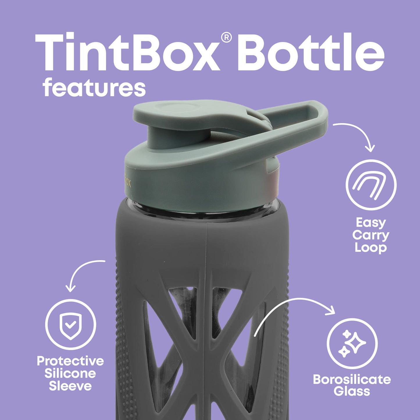 Borosilicate Glass Bottle with Protective Silicone Sleeve, 750 ml