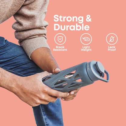 Borosilicate Glass Bottle with Protective Silicone Sleeve, 750 ml