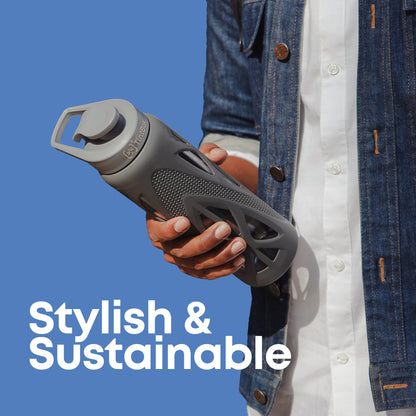 Borosilicate Glass Bottle with Protective Silicone Sleeve, 750 ml