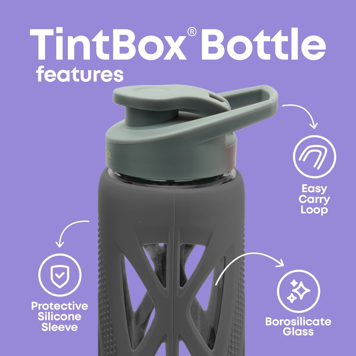 Borosilicate Glass Water Bottle with Protective Silicone Sleeve, 750 ml