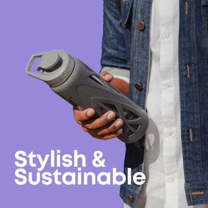 Borosilicate Glass Water Bottle with Protective Silicone Sleeve, 750 ml