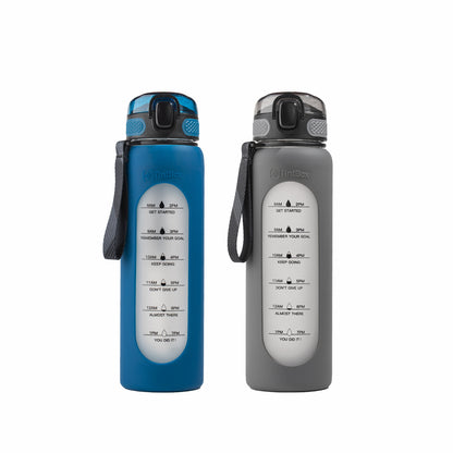 1 Litre , Motivational Glass Sipper Bottle Duo