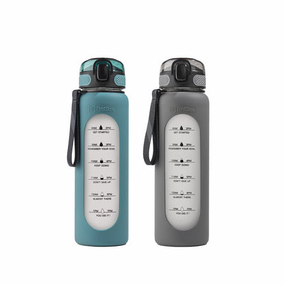 1 Litre , Motivational Glass Sipper Bottle Duo