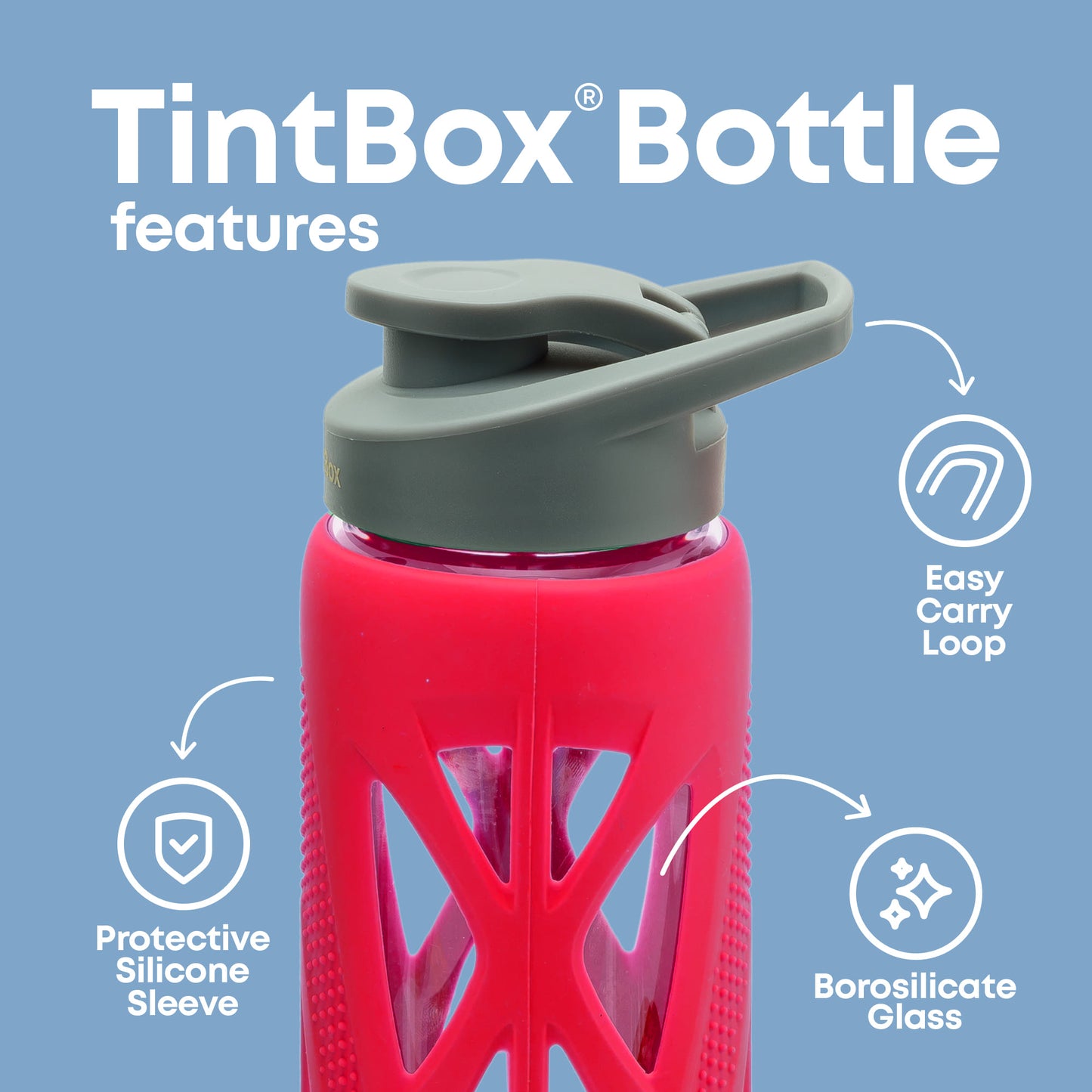Borosilicate Glass Bottle with Protective Silicone Sleeve, 750 ml