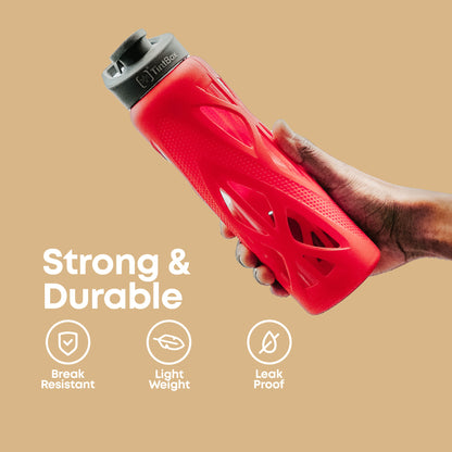 Borosilicate Glass Bottle with Protective Silicone Sleeve, 750 ml