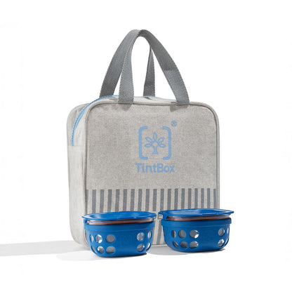 Set of 2 Borosilicate Glass Lunch box with Canvas Bag