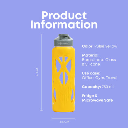 Borosilicate Glass Bottle with Protective Silicone Sleeve, 750 ml