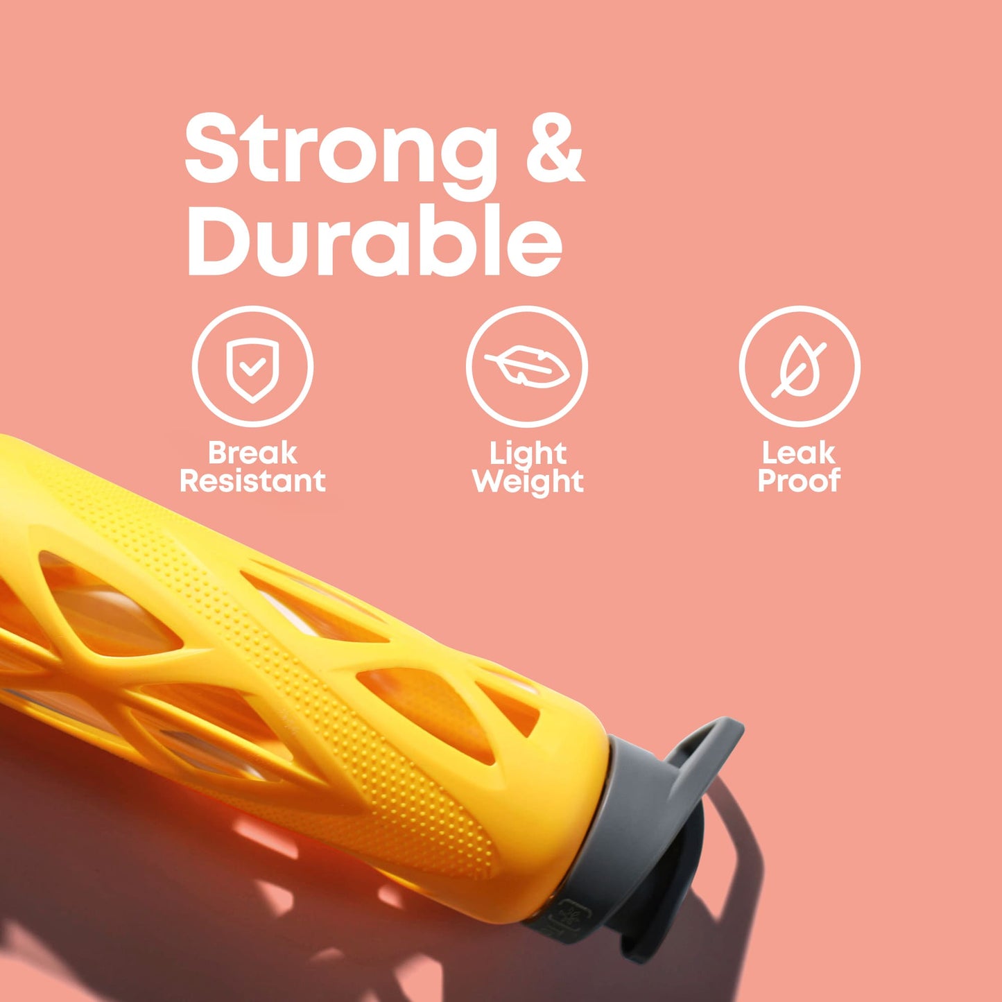 Borosilicate Glass Bottle with Protective Silicone Sleeve, 750 ml