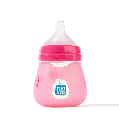 Glass Baby Feeding Bottle with colour-changing silicone sleeve , 3-9 months