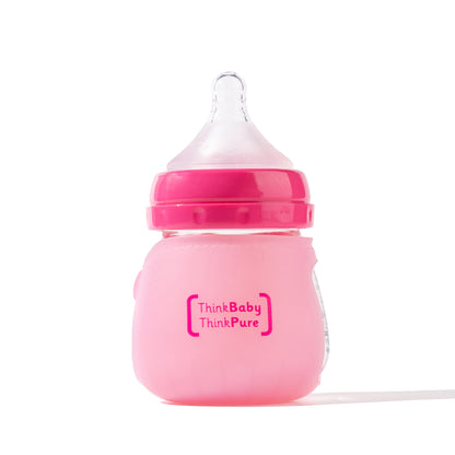 Glass Baby Feeding Bottle with colour-changing silicone sleeve , 3-9 months