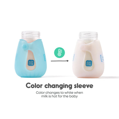 250ml Glass Baby Feeding Temperature Sensing Baby Bottle | Color Changing Silicon Sleeve