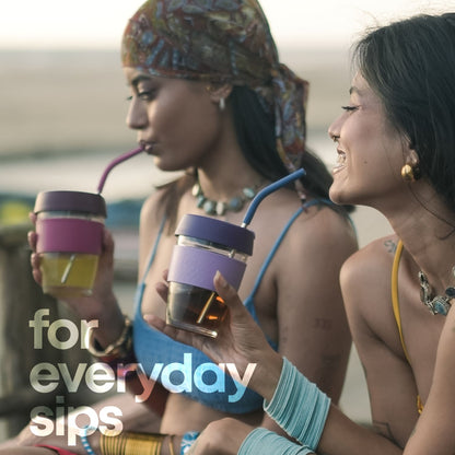 TintCup Borosilicate Glass Coffee Cup (Tumbler) 350 ml with Silicone Lid & Grip, Glass Coffee Mug with lid