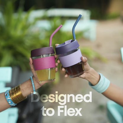 TintCup Borosilicate Glass Coffee Cup (Tumbler) 350 ml with Silicone Lid & Grip, Glass Coffee Mug with lid