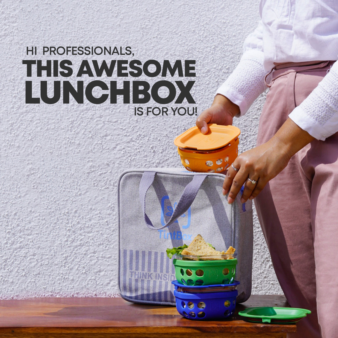 Borosilicate Glass Lunch Box-Set Of 3- with Canvas Carry Bag - Tintbox Combo TintBox Multi Color 